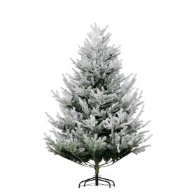 6 FT Artificial Christmas Tree, Flocked Hinged Xmas Tree with 795 Tips, Steel Base, Auto Open, Green
