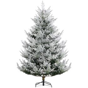 HOMCOM 7.5 Foot Artificial Christmas Tree, Pine Hinged Xmas Tree With 1218 Realistic Branches, Steel Base, Auto Open, Green