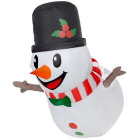 3.4' Inflatable Hanging Snowman w/ LED Lights, Blow-Up Outdoor Christmas Display for Party