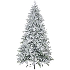 8ft Artificial Flocked Christmas Tree with Snow Tips, Easy Assembly, Hinged Xmas Tree for Home Office Holiday