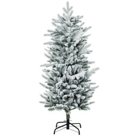 4.5' Artificial Flocked Christmas Trees, with Snow Frosted Branches, Auto Open, Steel Base