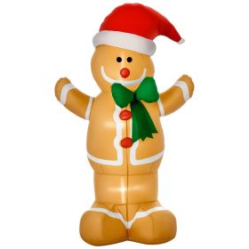 6ft Christmas Inflatable Gingerbread Man, Outdoor Blow-Up Yard Decoration with LED Lights Display