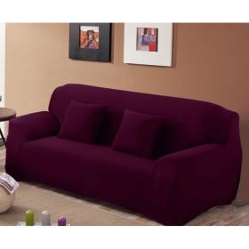 Solid Corner Sofa Covers Couch Slipcovers Elastica Material Sofa Skin Protector Cover Sofa Armchair (Option: Grape-Two seat)
