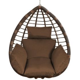 1Pc Egg Chair Cushion Hanging Basket Seat Cushion Thicken Soft Egg Swing Chair Pad Hanging Egg Chair Cushion With Headrest (Option: COFFEE)